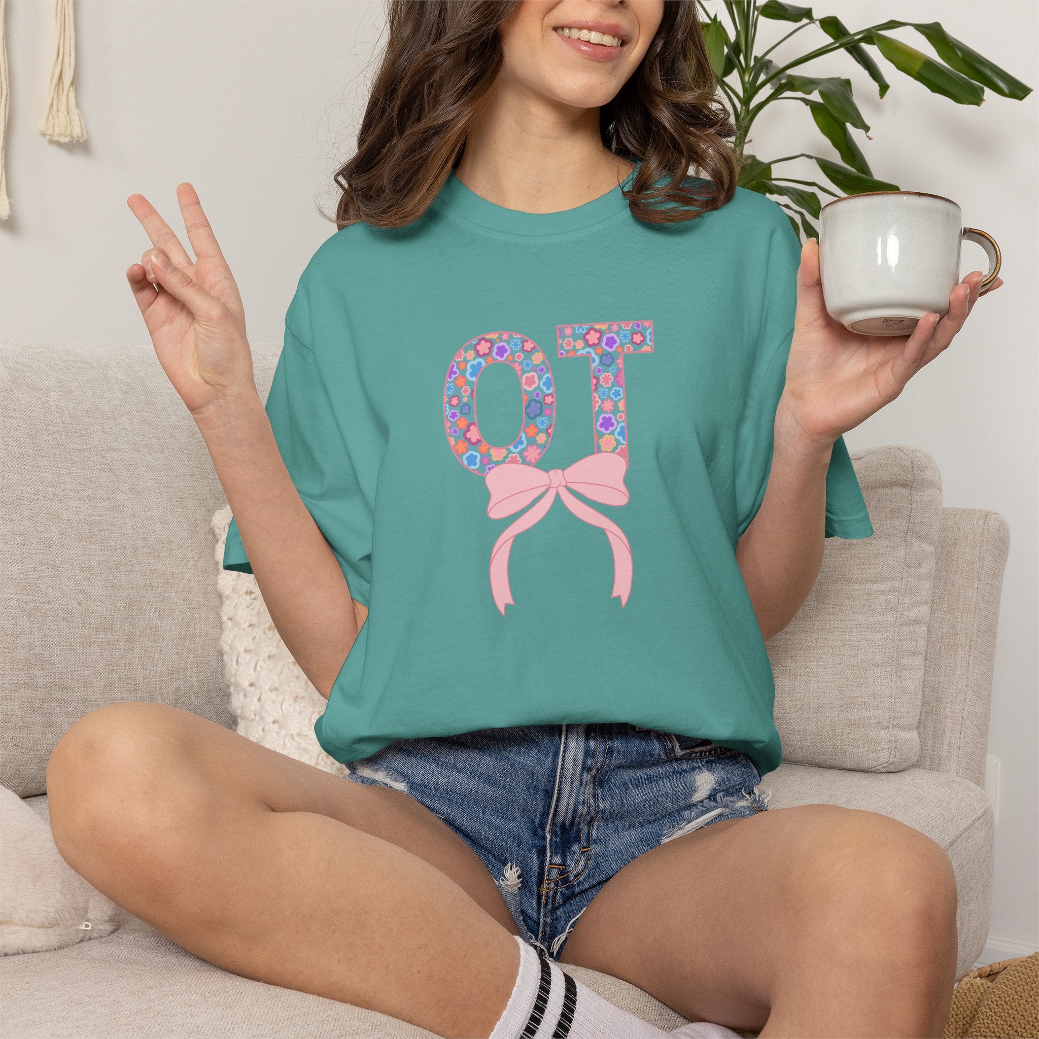 OT | Occupational Therapy | T-Shirt | Doodle Flowers | Comfort Colors