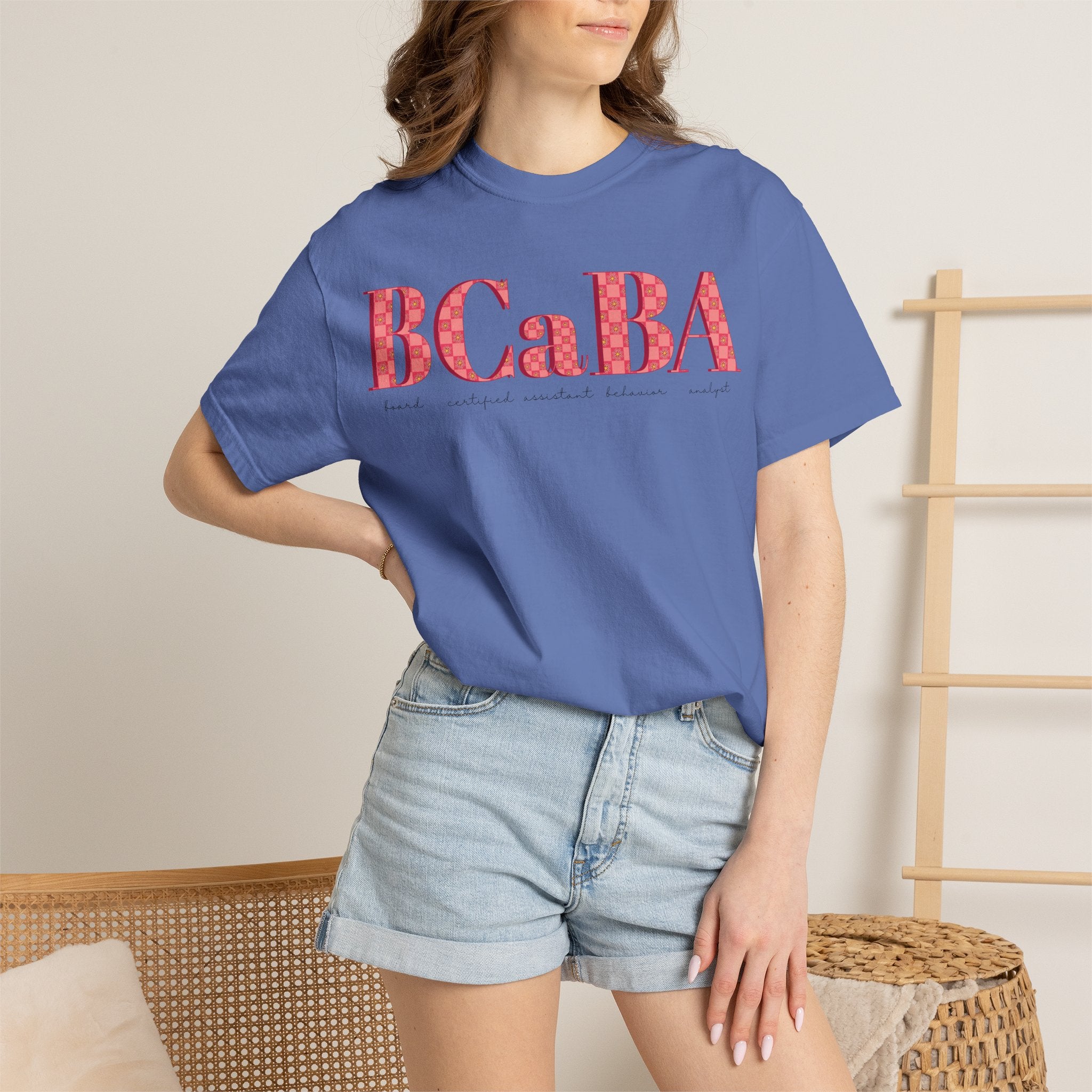 BCaBA | Board Certified Assistant Behavior Analyst | Checker | Retro | Flower | Comfort Colors | T Shirt