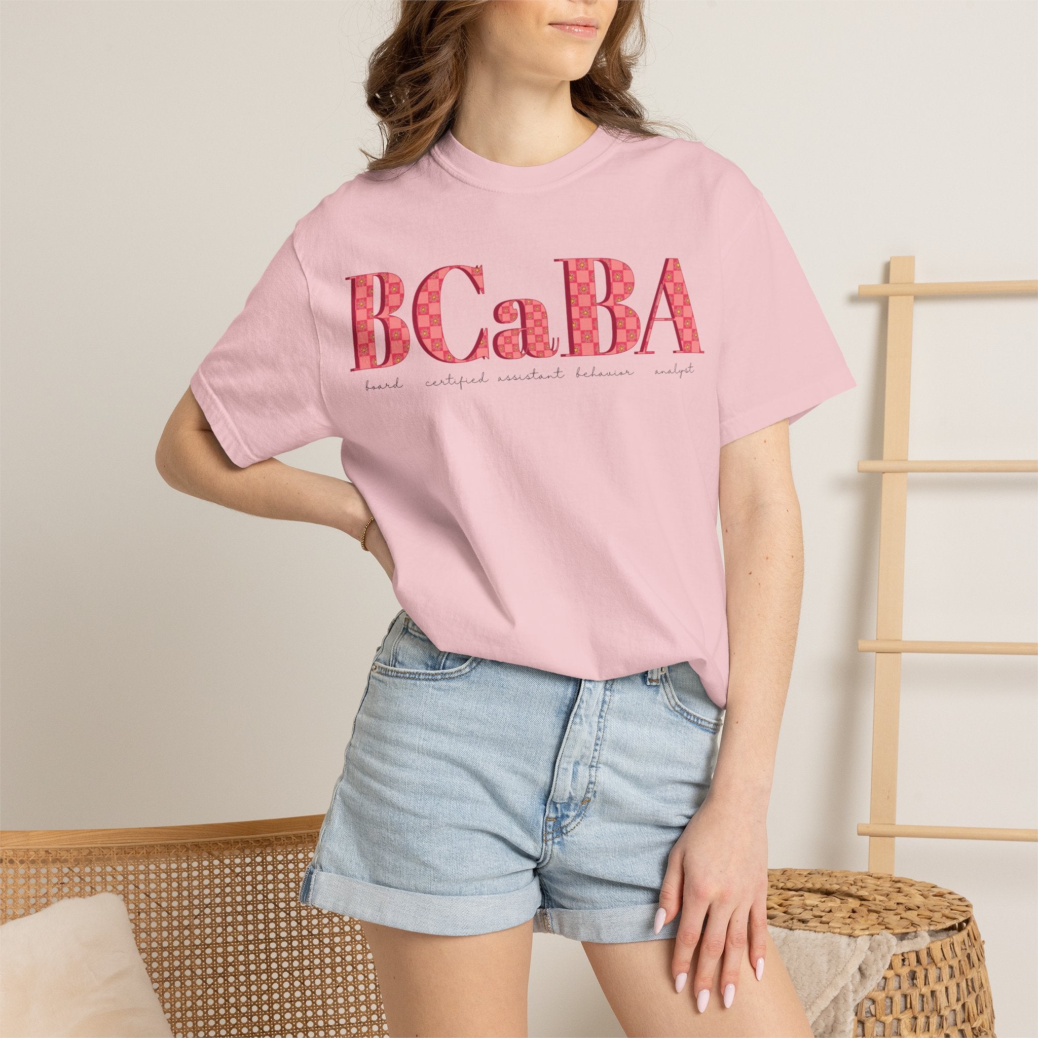 BCaBA | Board Certified Assistant Behavior Analyst | Checker | Retro | Flower | Comfort Colors | T Shirt