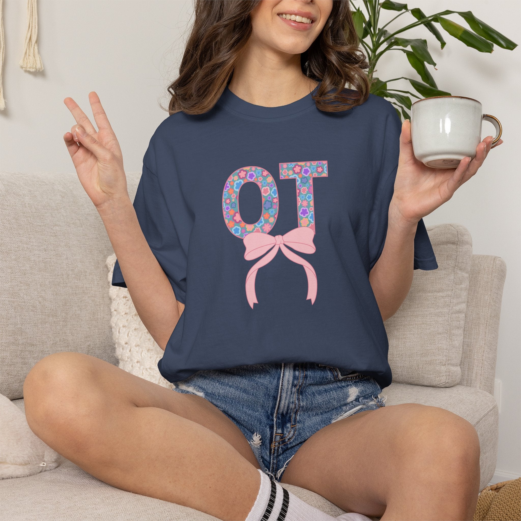 OT | Occupational Therapy | T-Shirt | Doodle Flowers | Comfort Colors