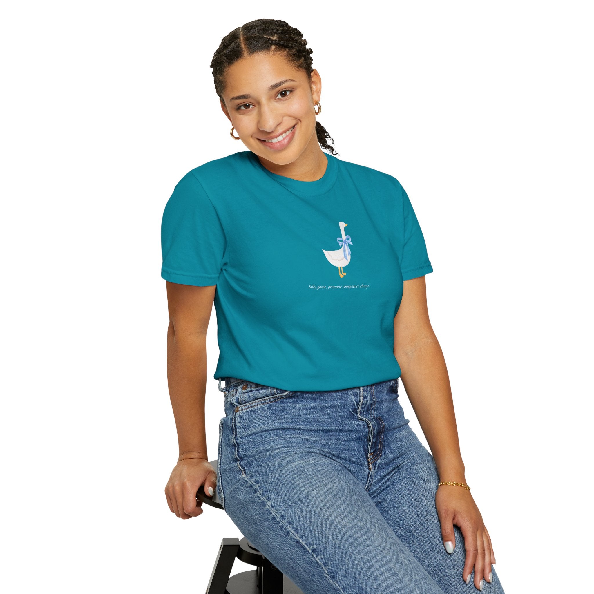 Silly Goose | Presume Competence Always | T Shirt| Blue Bow