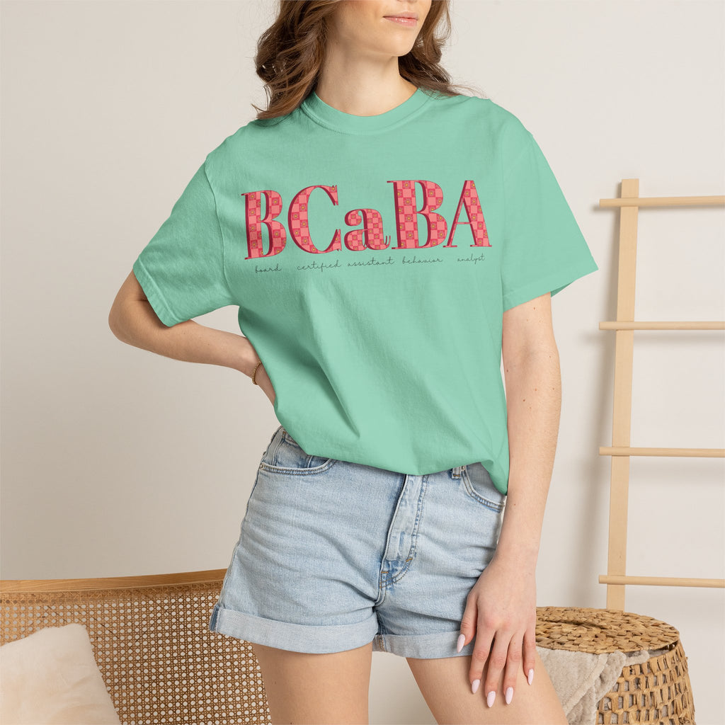 BCaBA | Board Certified Assistant Behavior Analyst | Checker | Retro | Flower | Comfort Colors | T Shirt