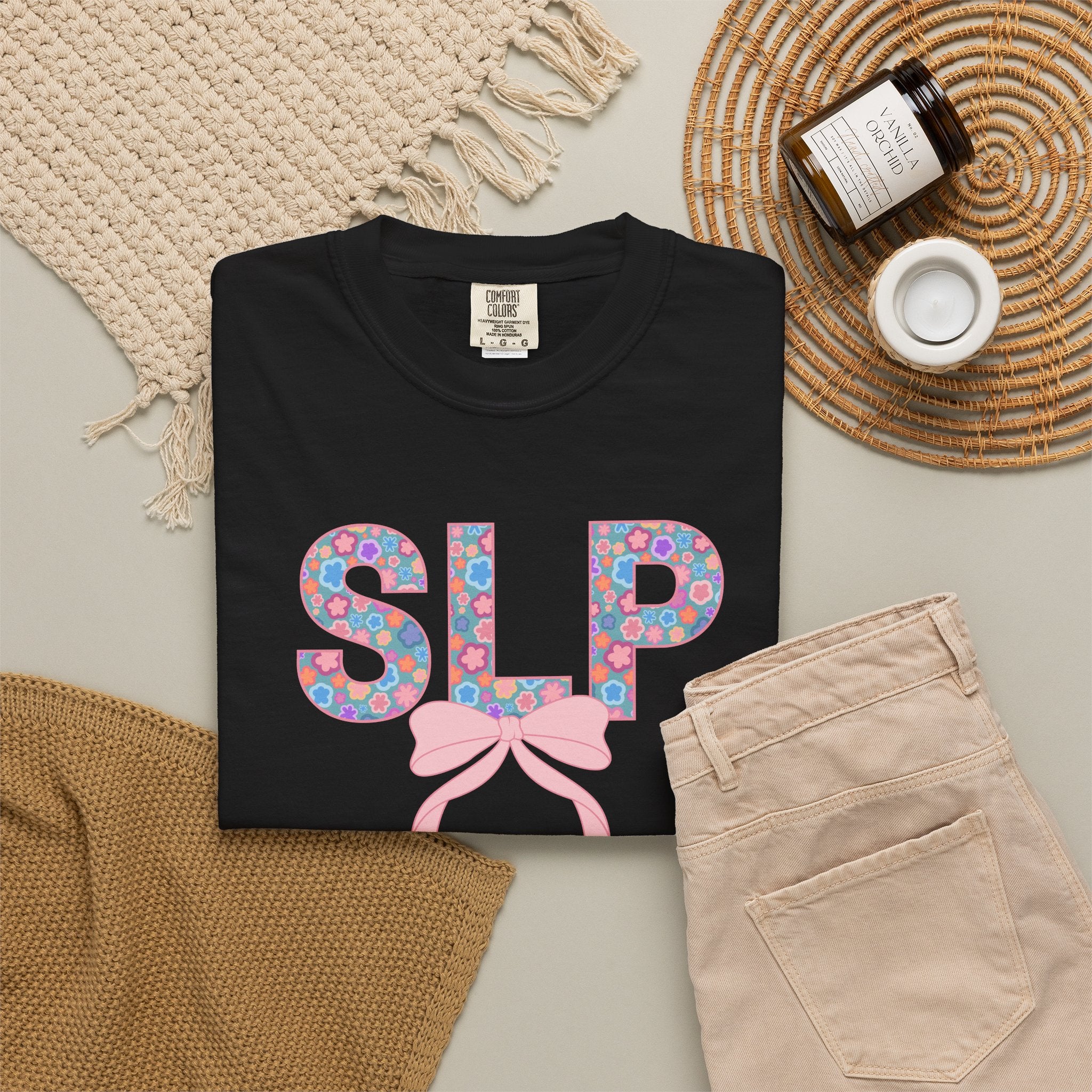 SLP | Speech Language Pathologist | T-Shirt | Doodle Flowers | Comfort Colors