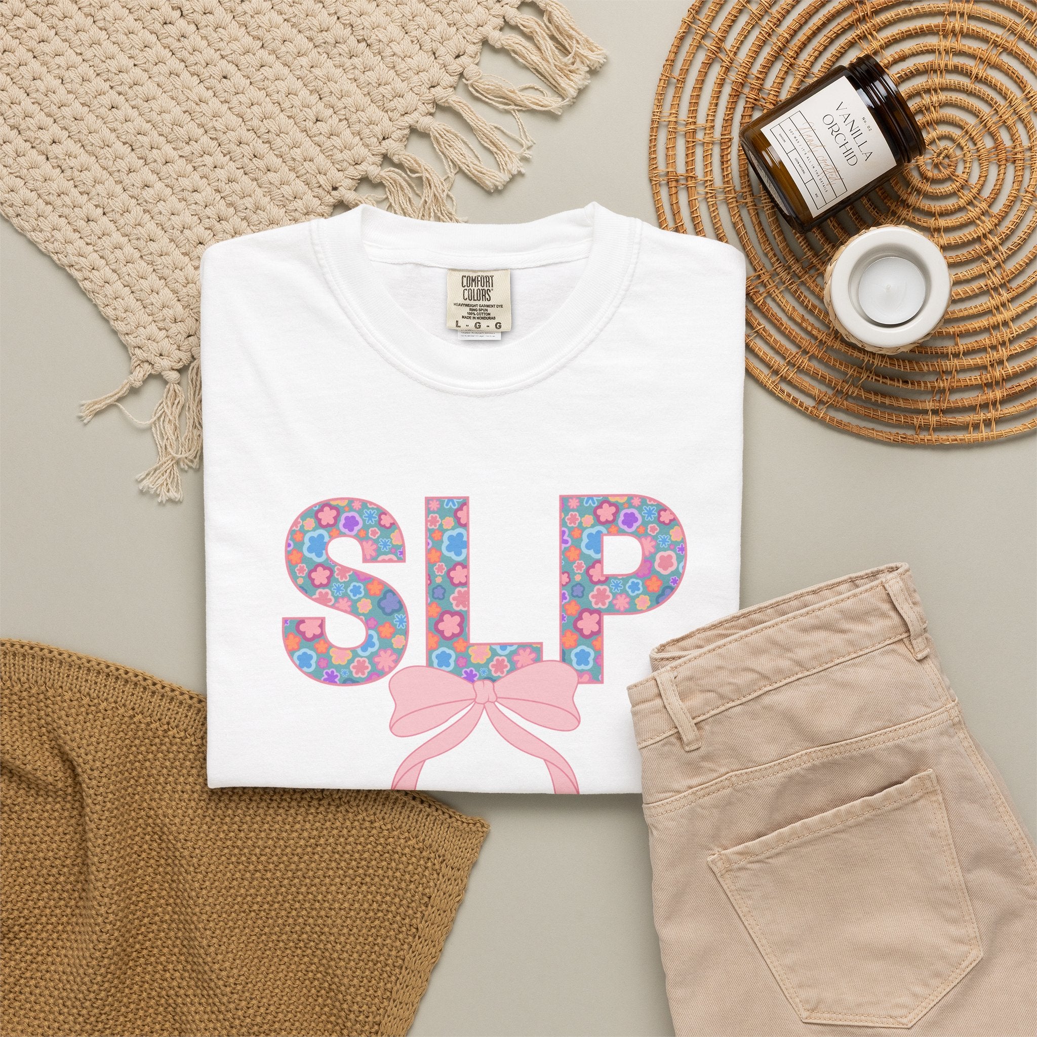 SLP | Speech Language Pathologist | T-Shirt | Doodle Flowers | Comfort Colors