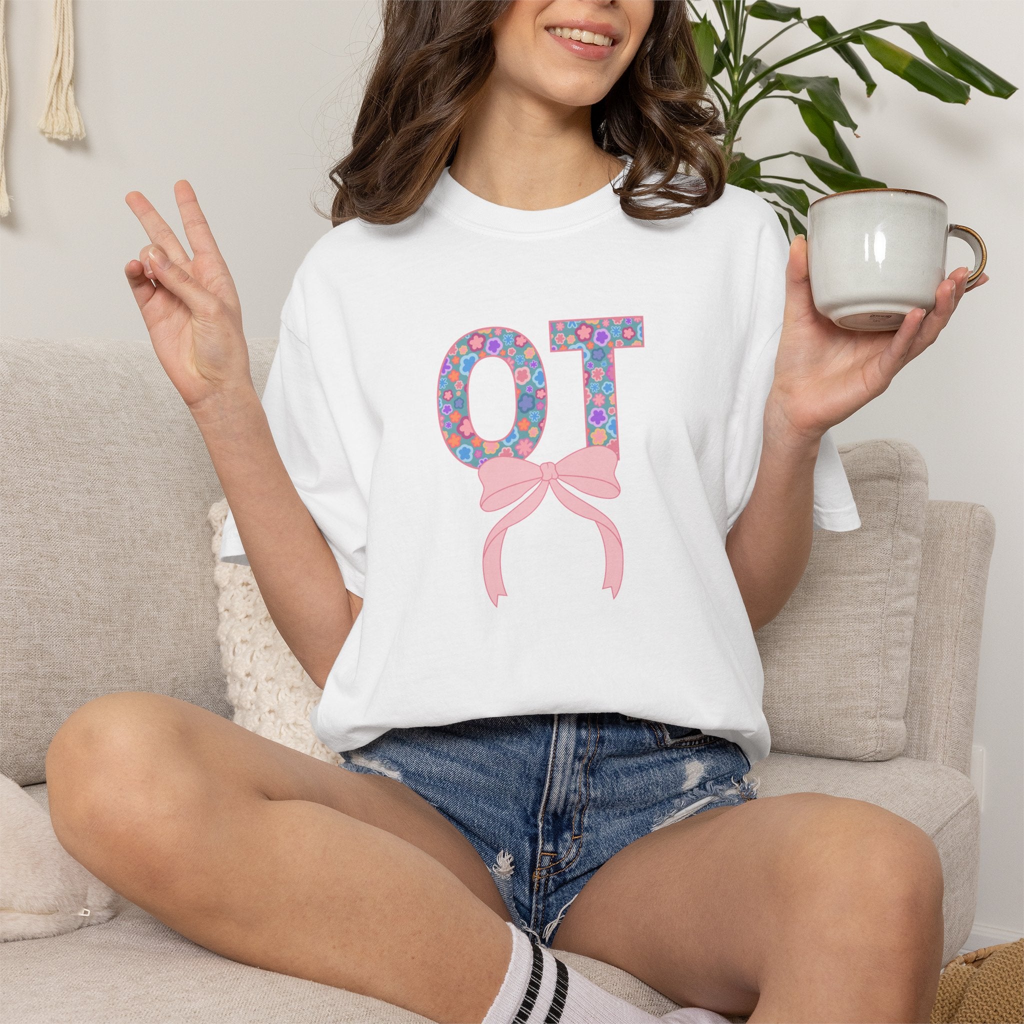 OT | Occupational Therapy | T-Shirt | Doodle Flowers | Comfort Colors