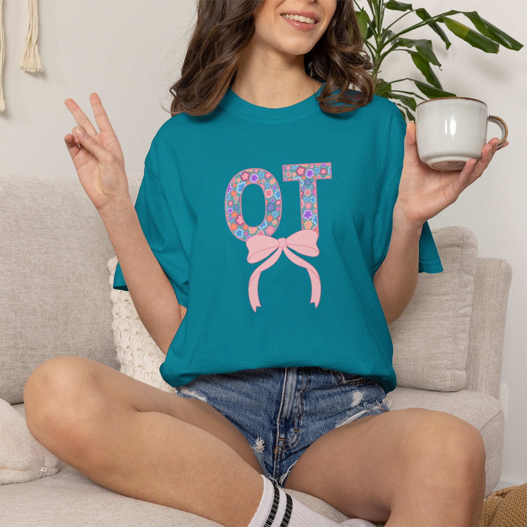 OT | Occupational Therapy | T-Shirt | Doodle Flowers | Comfort Colors
