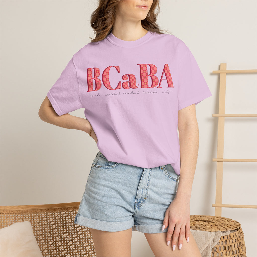 BCaBA | Board Certified Assistant Behavior Analyst | Checker | Retro | Flower | Comfort Colors | T Shirt