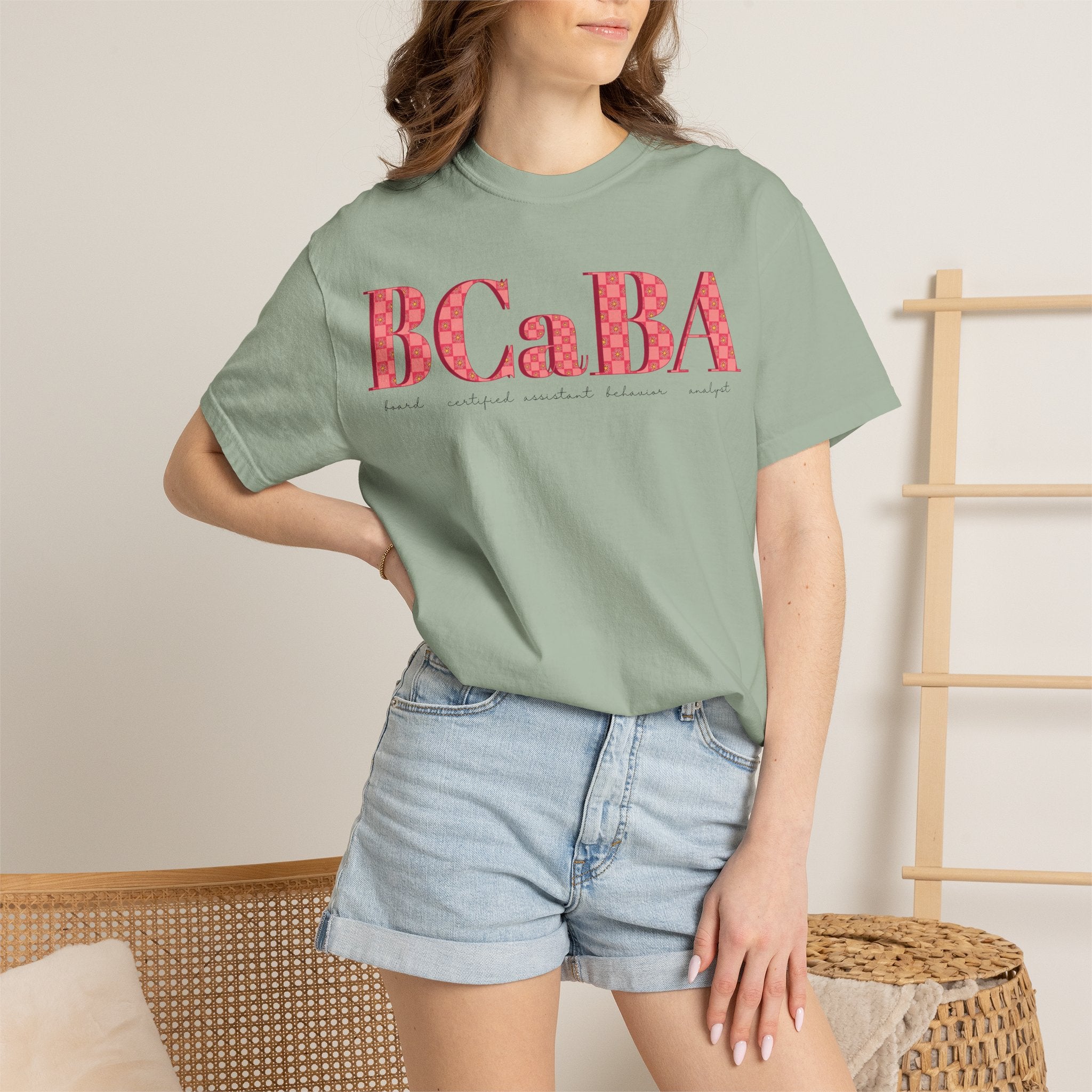 BCaBA | Board Certified Assistant Behavior Analyst | Checker | Retro | Flower | Comfort Colors | T Shirt