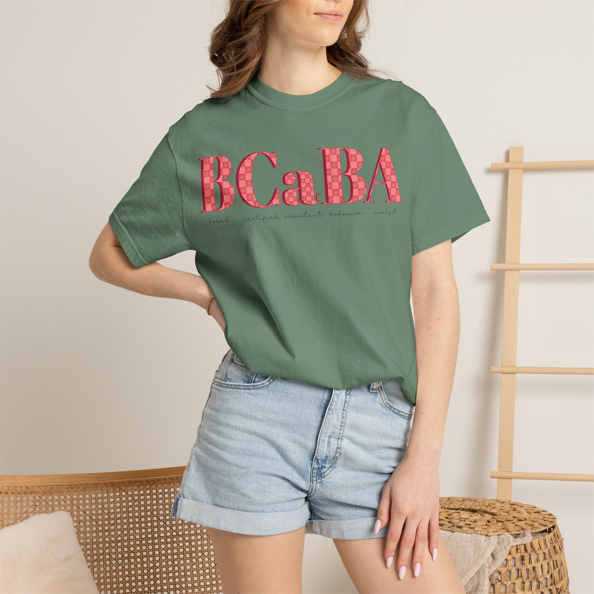BCaBA | Board Certified Assistant Behavior Analyst | Checker | Retro | Flower | Comfort Colors | T Shirt