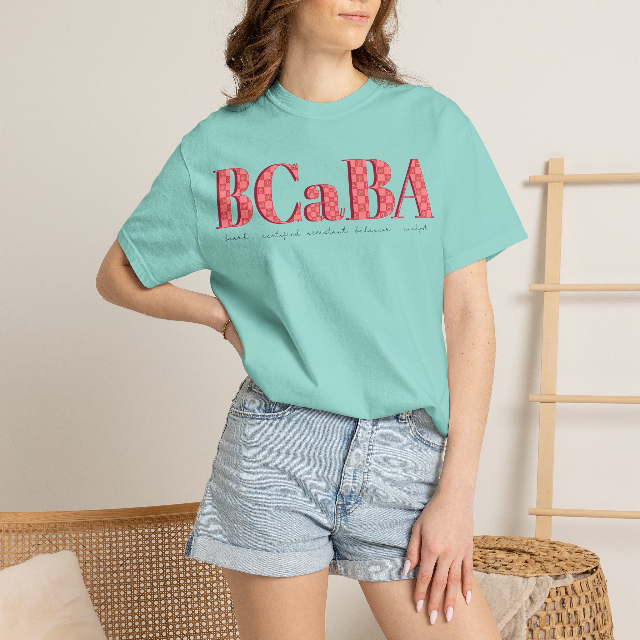 BCaBA | Board Certified Assistant Behavior Analyst | Checker | Retro | Flower | Comfort Colors | T Shirt