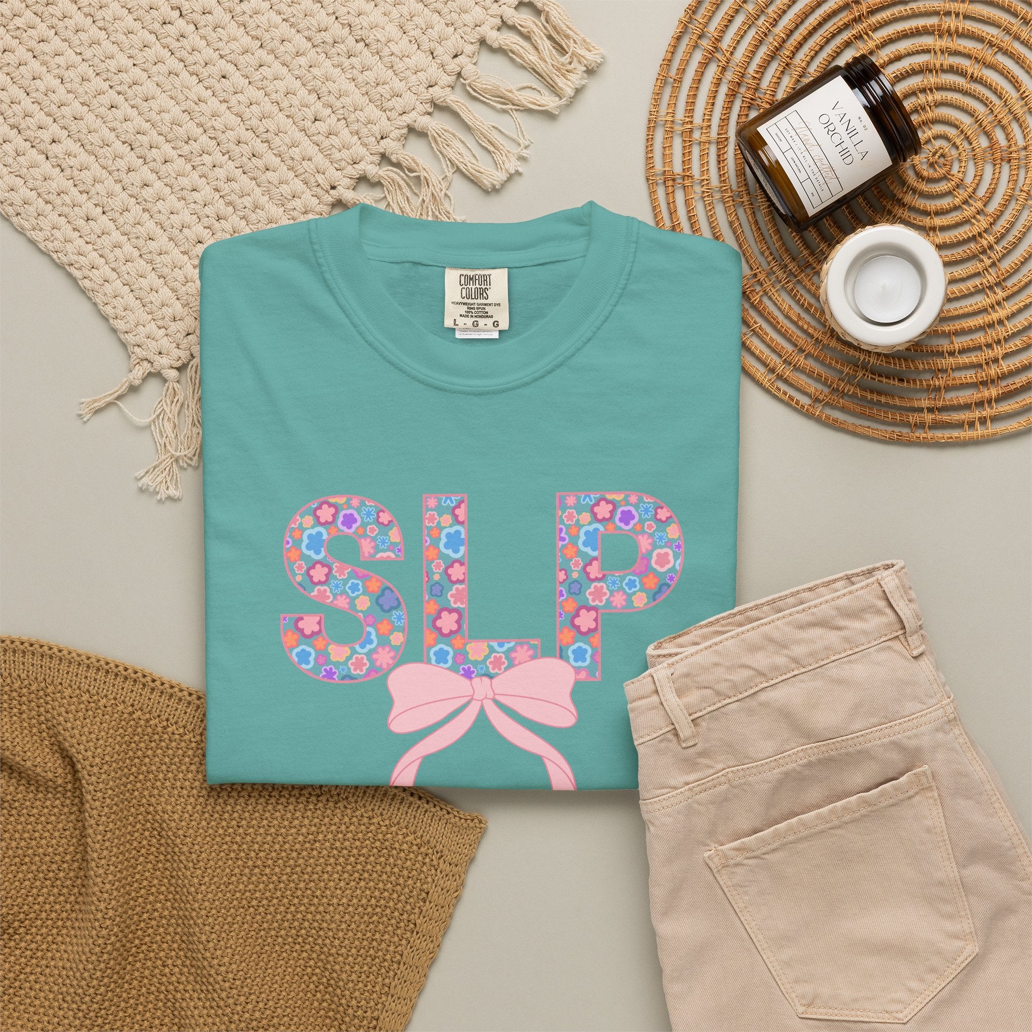 SLP | Speech Language Pathologist | T-Shirt | Doodle Flowers | Comfort Colors