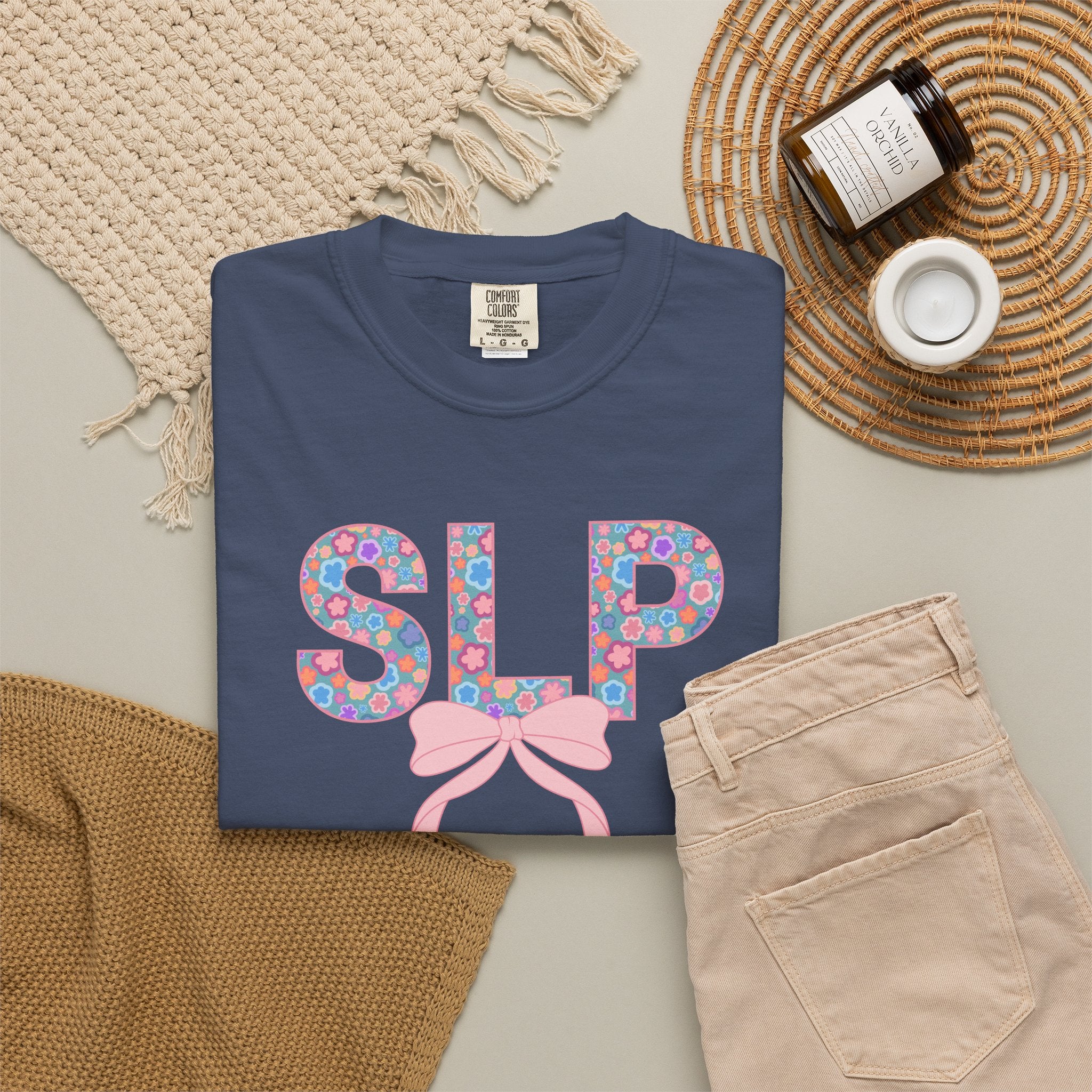 SLP | Speech Language Pathologist | T-Shirt | Doodle Flowers | Comfort Colors
