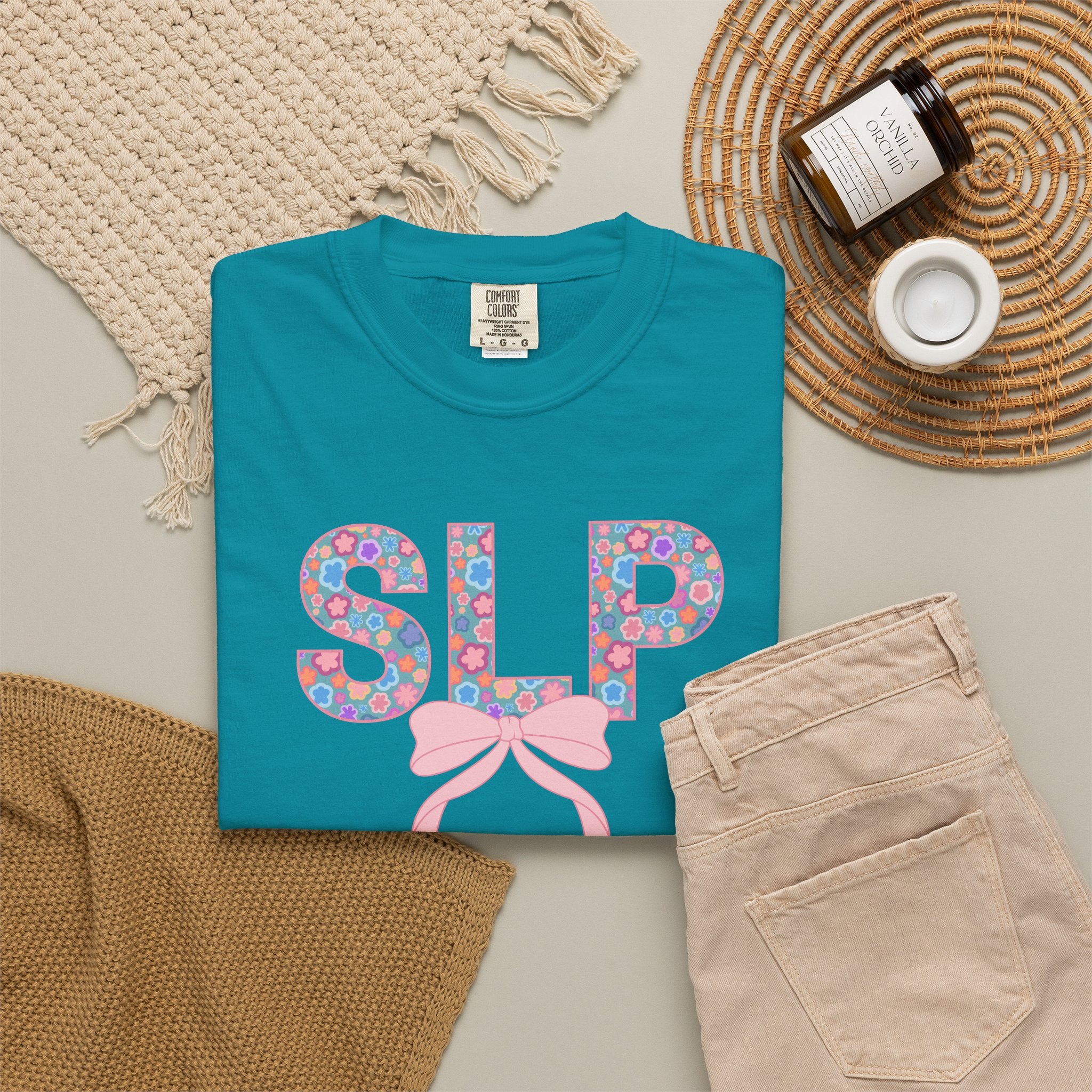 SLP | Speech Language Pathologist | T-Shirt | Doodle Flowers | Comfort Colors