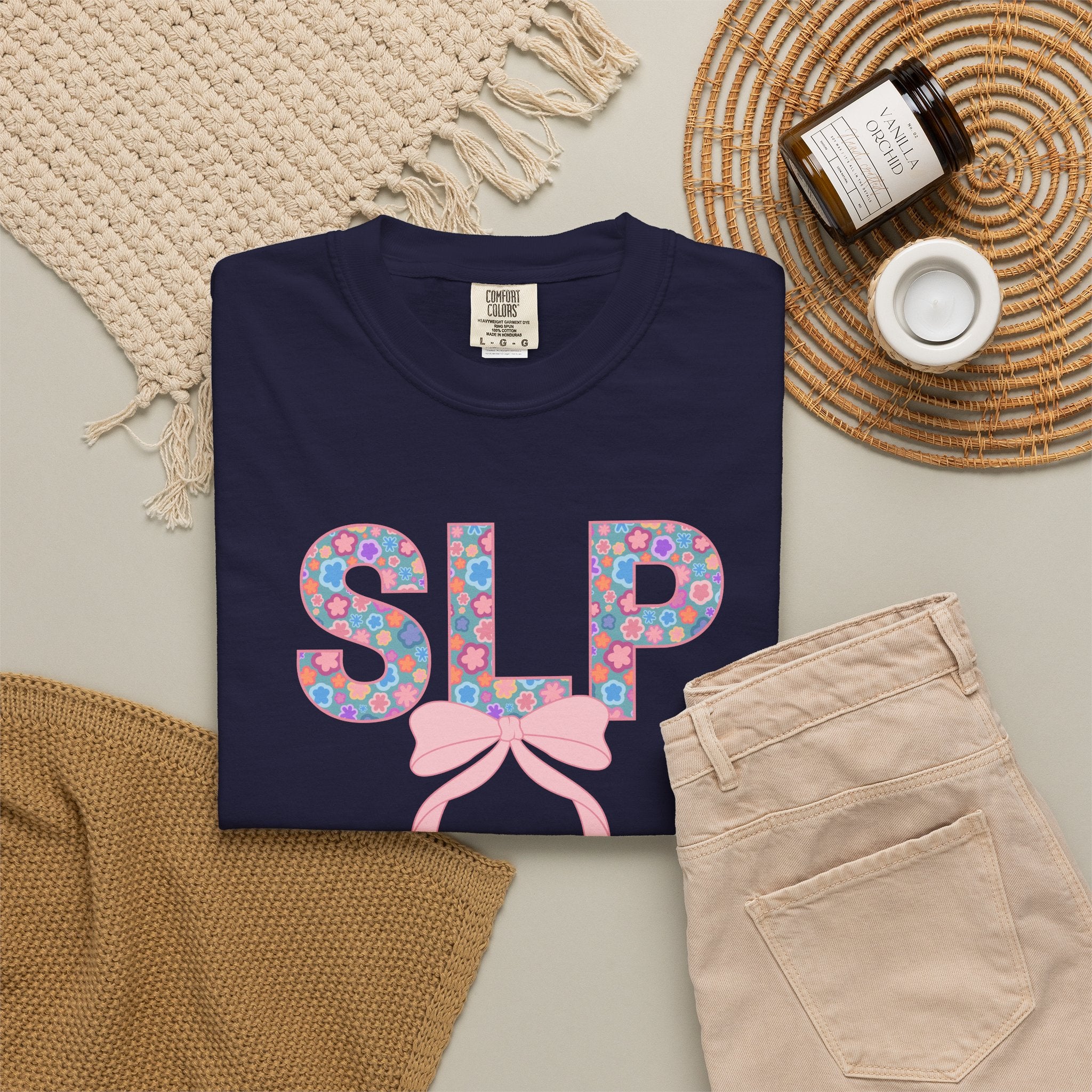 SLP | Speech Language Pathologist | T-Shirt | Doodle Flowers | Comfort Colors