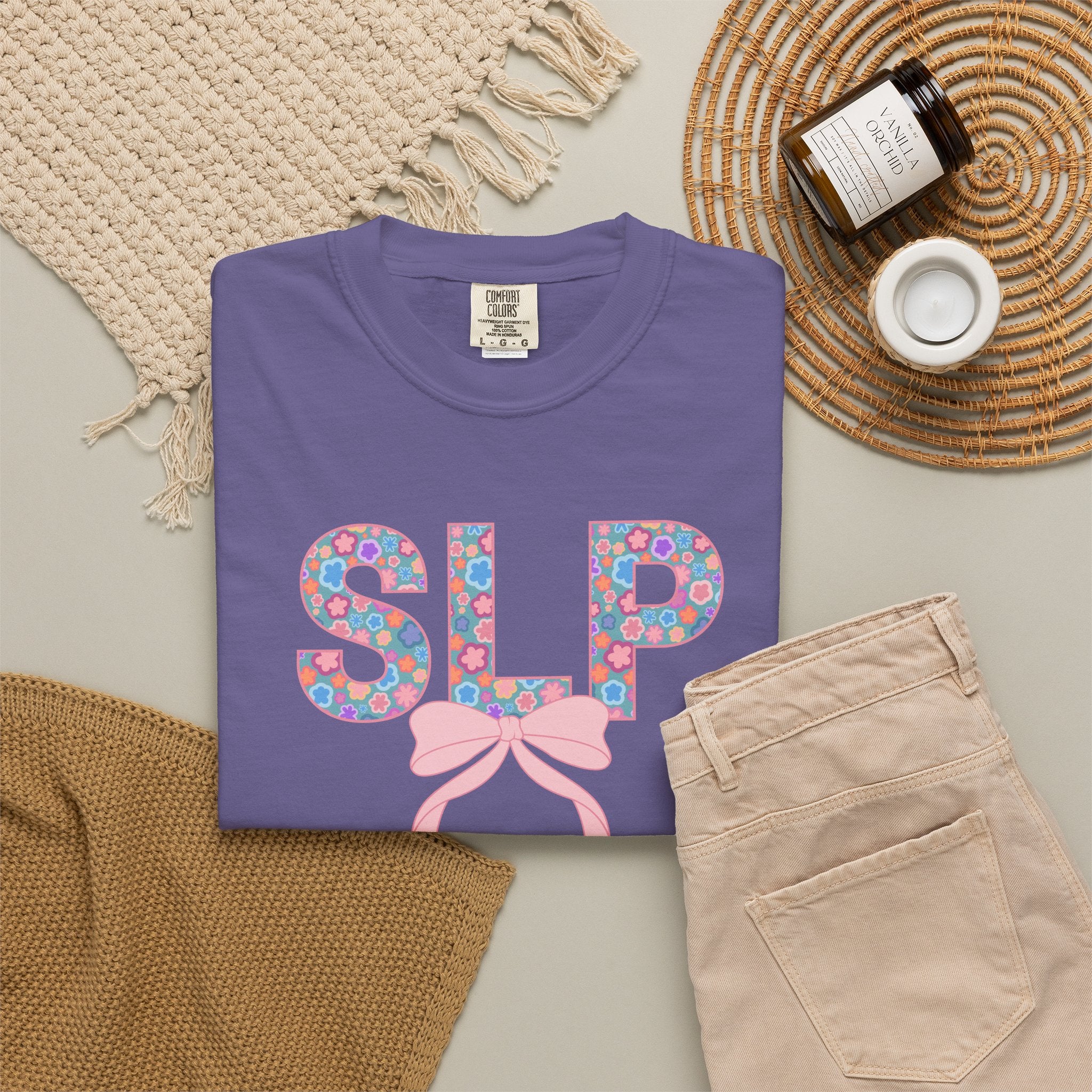 SLP | Speech Language Pathologist | T-Shirt | Doodle Flowers | Comfort Colors