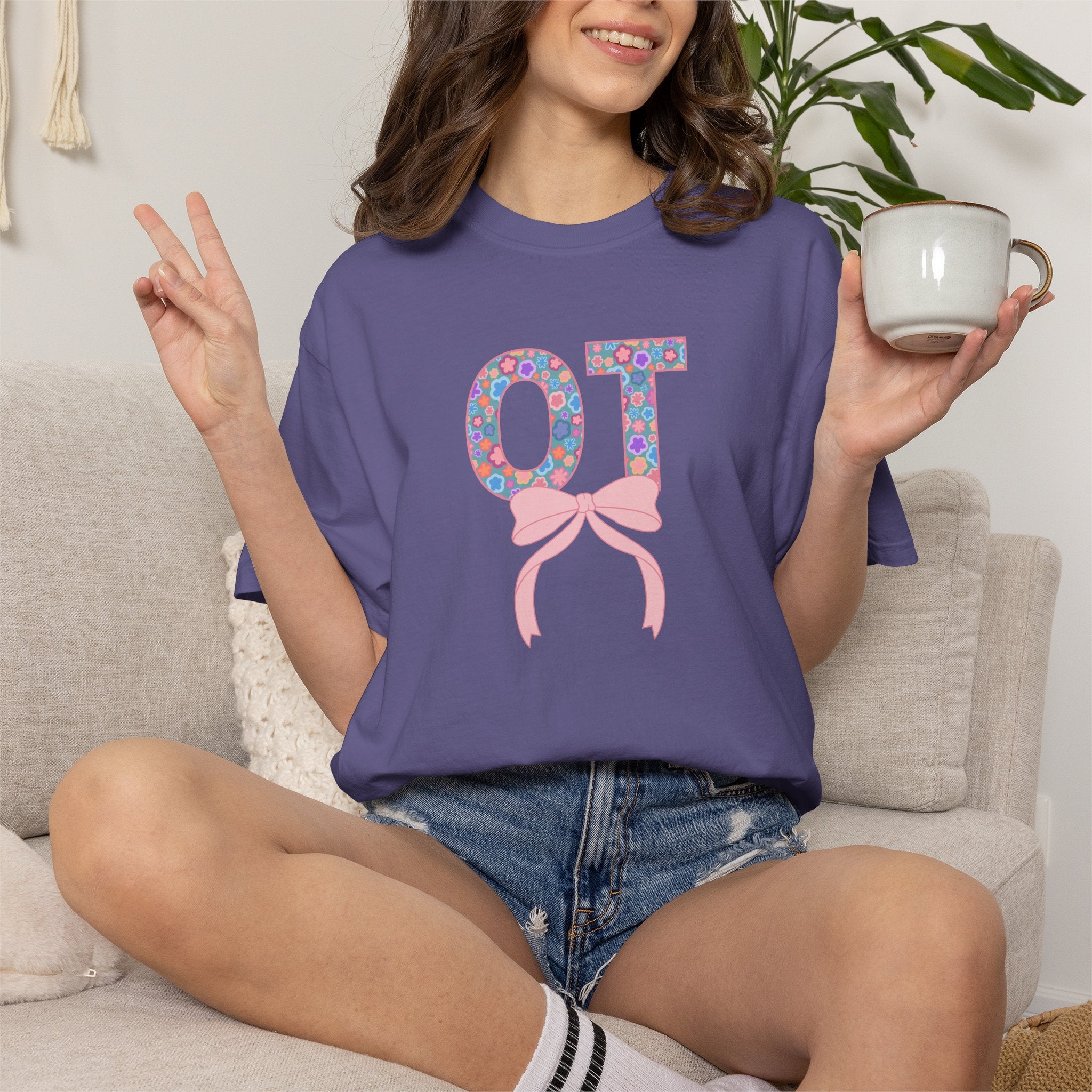 OT | Occupational Therapy | T-Shirt | Doodle Flowers | Comfort Colors