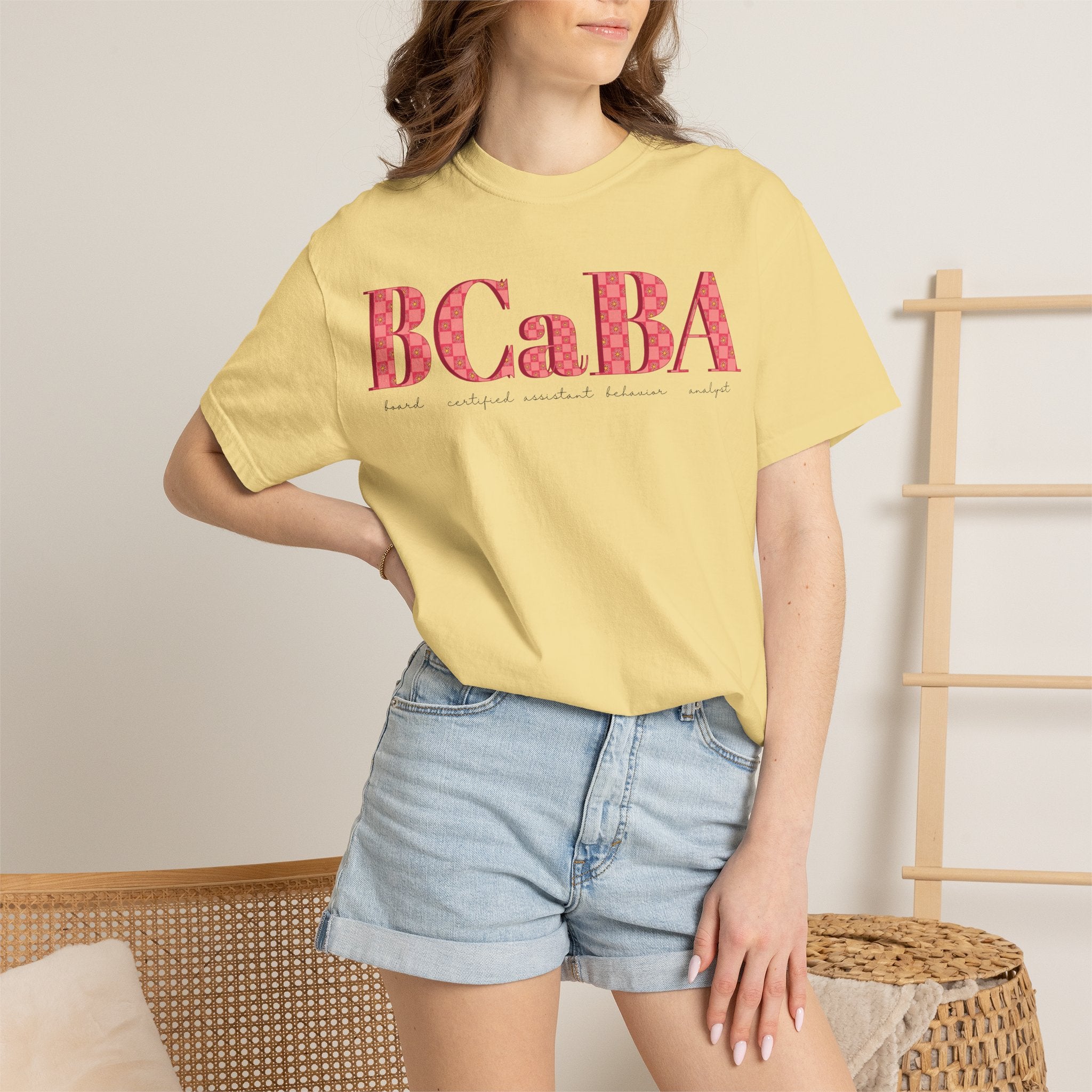 BCaBA | Board Certified Assistant Behavior Analyst | Checker | Retro | Flower | Comfort Colors | T Shirt