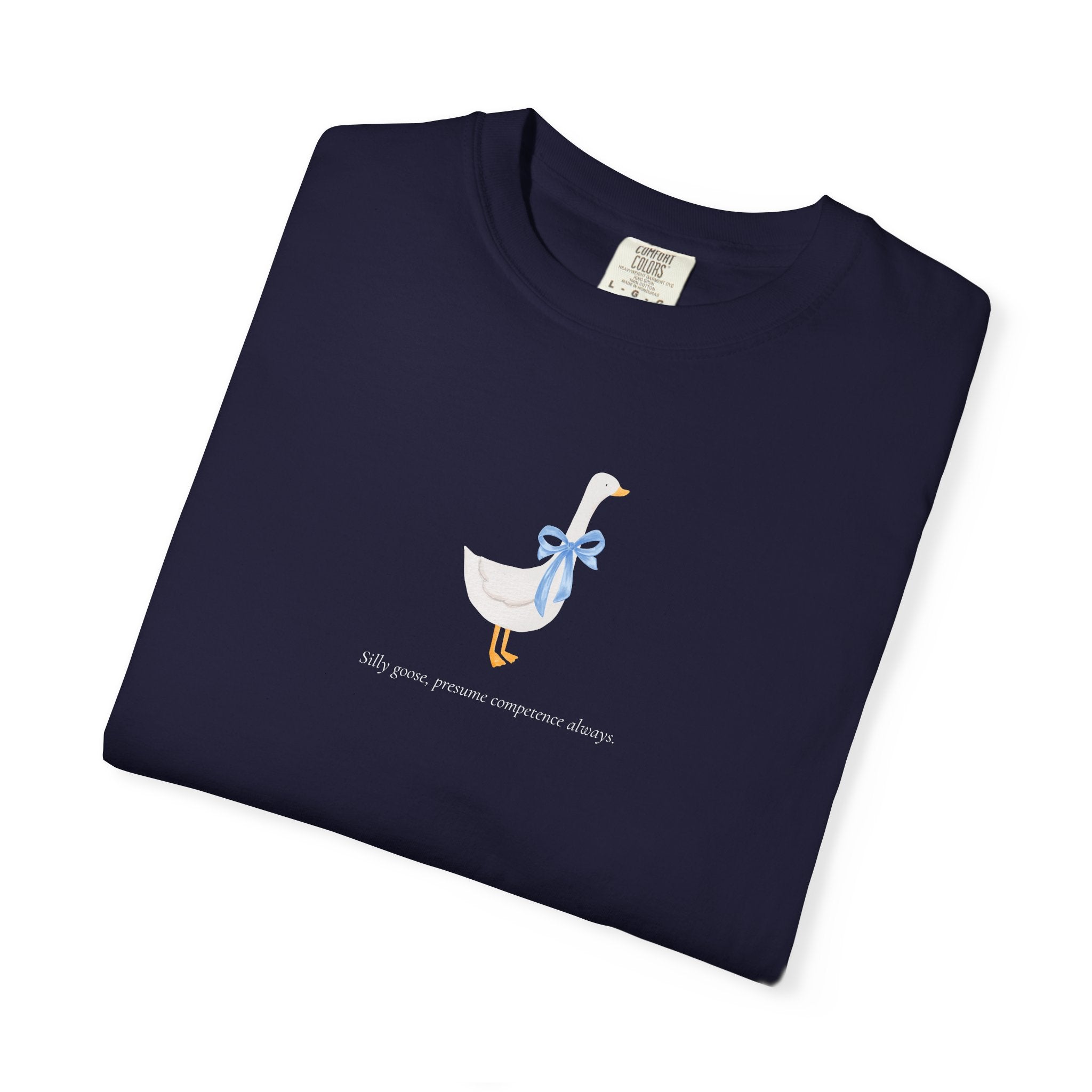 Silly Goose | Presume Competence Always | T Shirt| Blue Bow